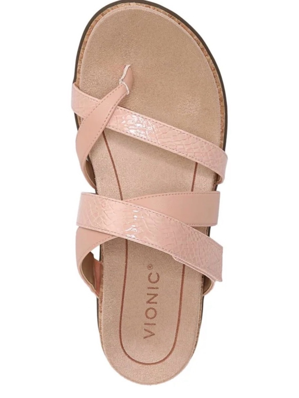 NEW Vionic Copal Anelle Peach Patent Lizard Leather Sandal 9.5 Walking Travel